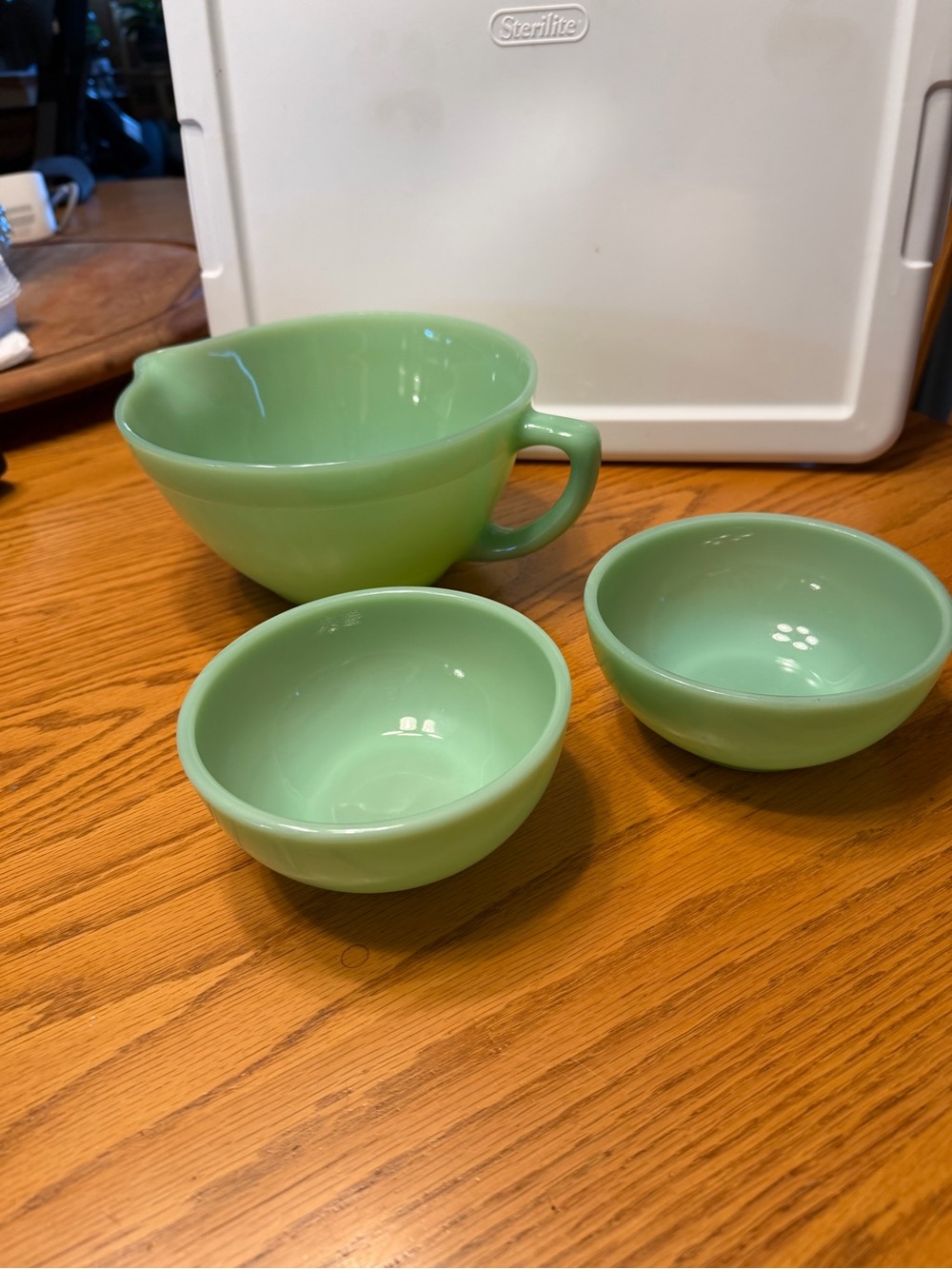 Fire King Jadeite Green Mixing Bowl with 2 SMaLL Bowls/ Bundle of 3.
